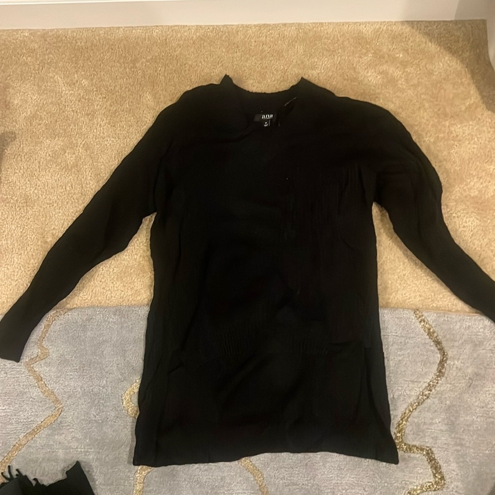 A.n.a. Black v neck long back sweater